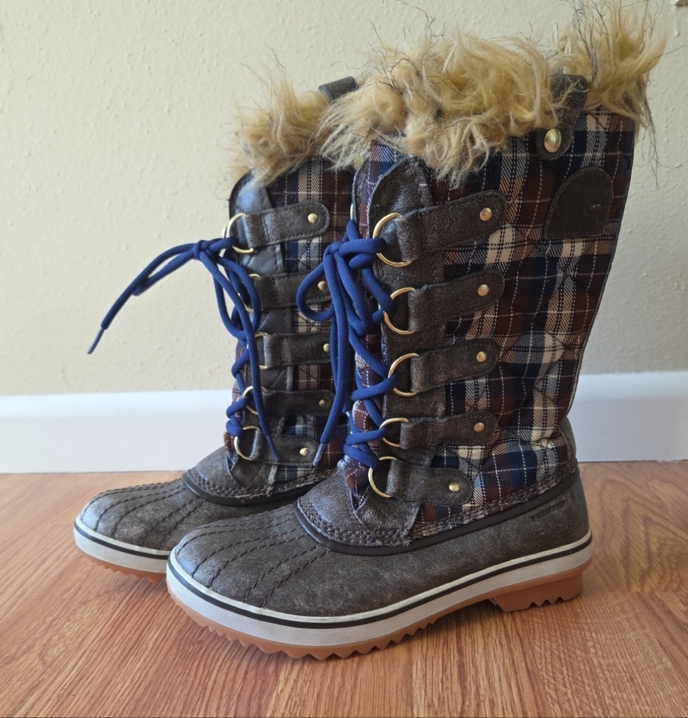 Sorel Tofino‎ Waterproof Snow Boots 6 Plaid NWOB